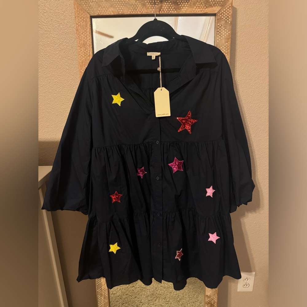 Navy Sequin Star Dress